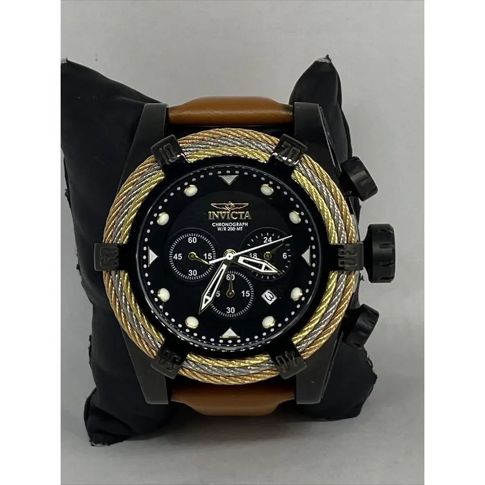 Invicta Bolt 23055 Mens Brown Leather Analog Dial Japan Quartz Wrist Watch RQ374